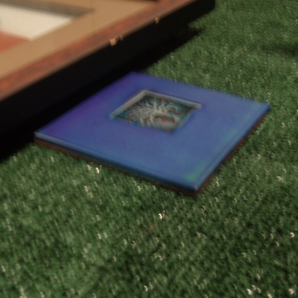 2004 Michael Cohen Art Pottery Tree Blue Hand Made Tile Trivet Hot Plate - Picture 1 of 1